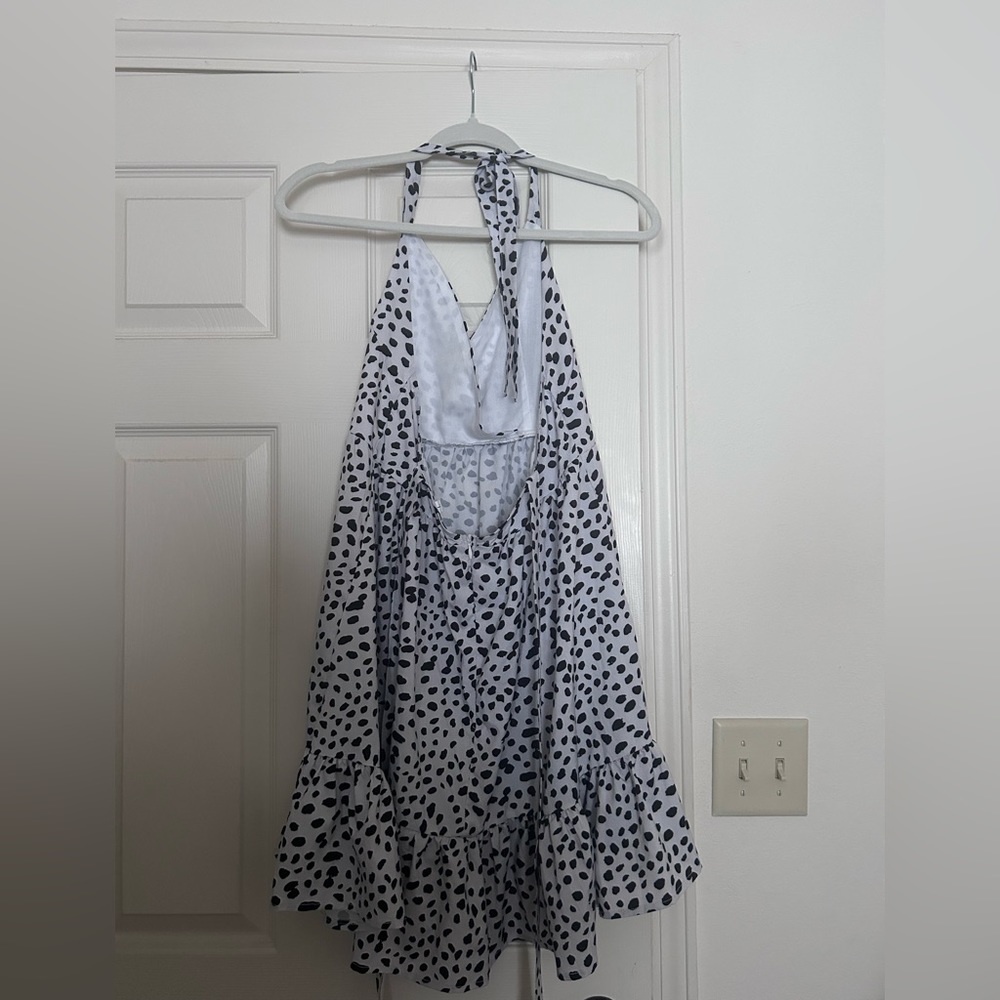 Black and White Dotted Shein Dress